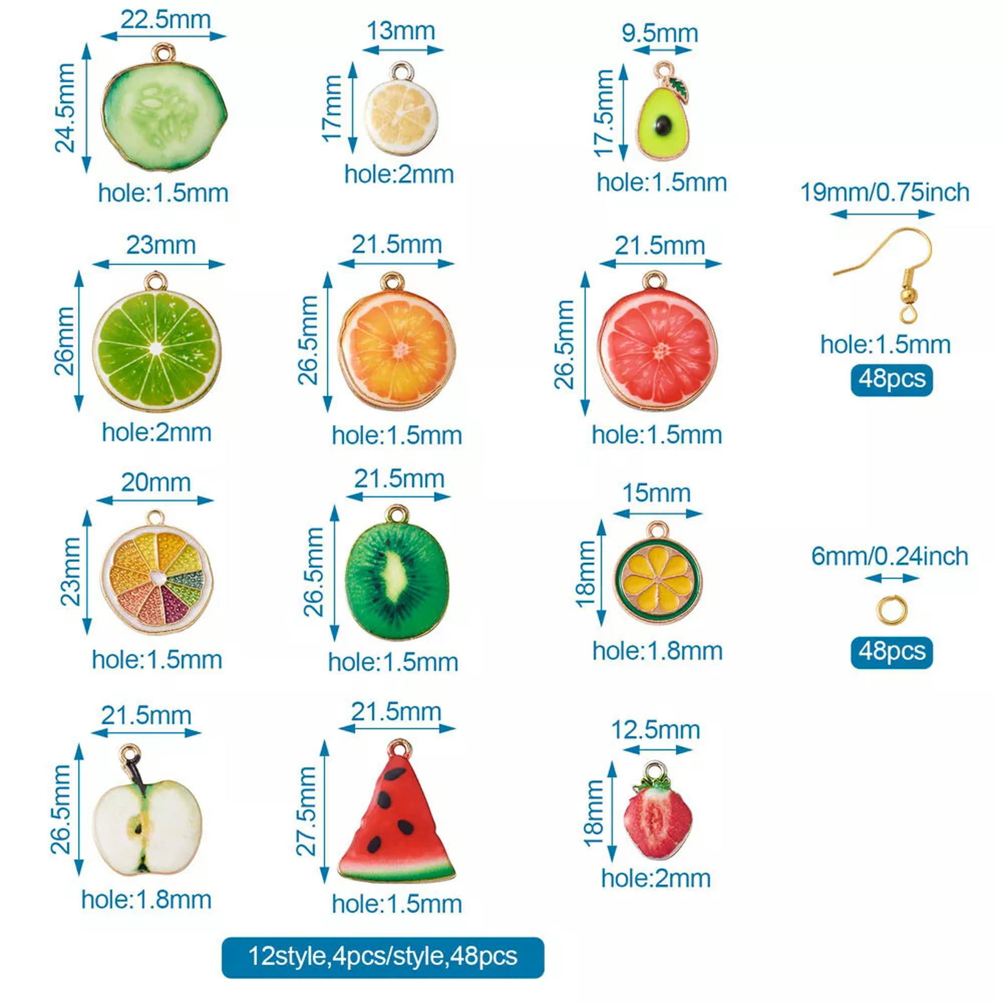 EOEMY 1 Set Diy Fruit Dangle Earrings Making With Pendants &Earring Hooks &Jump Rings