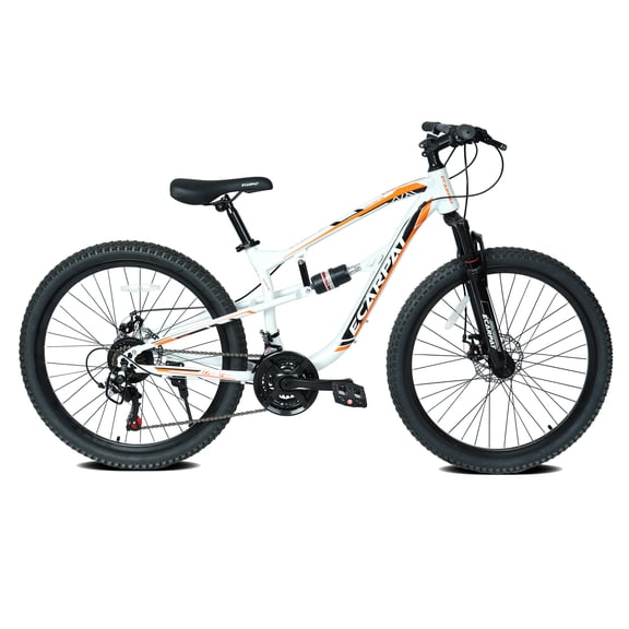 LHKJ Full Suspension Mountain Bike, 26 Inch, 21-Speed, Steel Frame, Alloy Rims, Disc Brakes, All Terrains