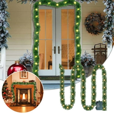 15 FT Pre-lit Christmas Green Garland Decorations Lighted Artificial Pine Garlands w/ 50 Clear Lights
