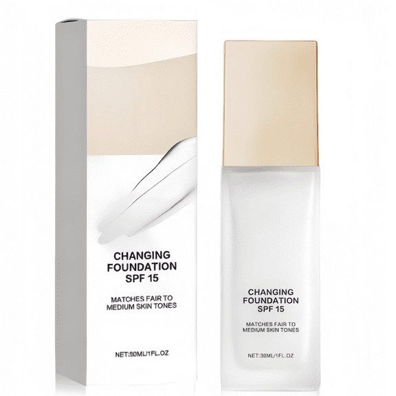 Hydrating Color Changing Foundation for Mature Skin, Lightweight Liquid Makeup with Self-Adjusting Shade for Fair to Medium Tones, Flawless Everyday Finish (1pcs)