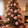 thumbnail image 5 of WWC Furry Christmas Ball Ornament Set, 24 pcs Pink Soft Fluffy Plush Faux Fur Pom Pom Christmas Balls, Christmas Tree Decorations for Xmas Party, 5 of 8