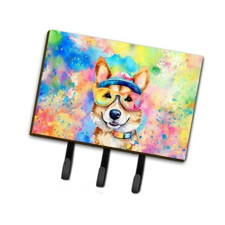 Carolines Treasures DAC2495TH68 9 x 6 in. Unisex Corgi Hippie Dawg Leash or Key Holder