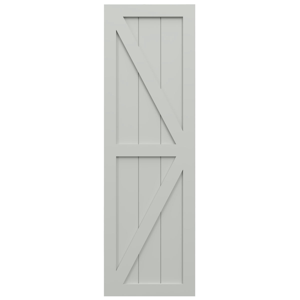 Ekena Millwork 15"W x 66"H True Fit PVC Two Equal Panel Farmhouse Fixed Mount Shutters w/ Z-Bar, Hailstorm Gray (Per Pair - Hardware Not Included)