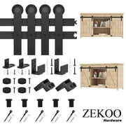 ZEKOO 6.6FT Super Mini Sliding Double Barn Door Hardware Black Finish I Style