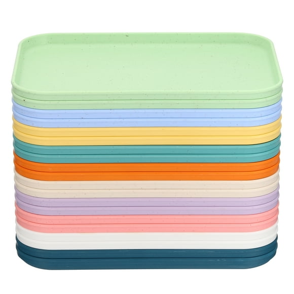 Uxcell 7.9x5.9" Fast Food Serving Tray, 20 Pack Bulk Plastic Reusable Kitchen Cafeteria Trays for Eating, Colorful