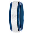 thumbnail image 2 of Mens Stainless Steel Blue IP Frozen Finish Wedding Band - Mens Ring, 2 of 5