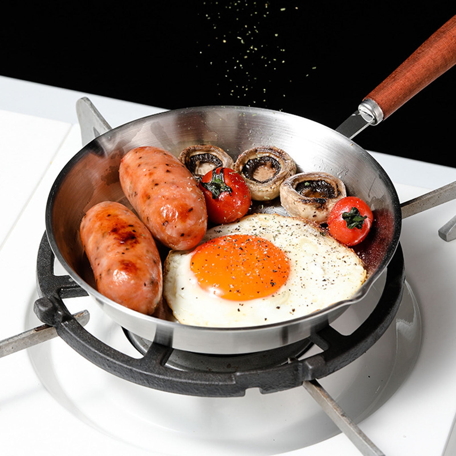 2PCS Mini Stainless Steel Frying Pan, 6.6in Skillet Non Stick Egg Pan Gas Cooktops Induction Cooking Pan