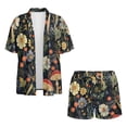 thumbnail image 4 of Xoenoiee Mushroom Dragonfly Daisy Print Women's 2 Piece Outfit Cover Up Half Sleeve Blouse Shorts Set Summer Beach Vacation Resort Wear Plus Size, L, 4 of 7