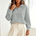 thumbnail image 5 of Vynhevius Women Mock Neck Sweatshirt Half Zip Long Sleeve Loose Casual Pullover Top With Pocket, 5 of 8