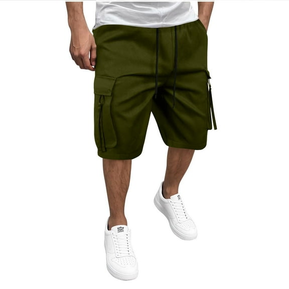 Men's Cargo Jogger Shorts - Drawstring Work Shorts with Multi-Pockets | Summer Athletic Sweat Shorts