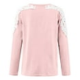 thumbnail image 5 of GaThRRgYP Summer Tops,Plus Size Tops Short Sleeve,Women's Fall Casual Long Sleeve Blouse Round Neck Lace Tops T-Shirt Pink S, 5 of 5