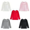 thumbnail image 3 of GYRATEDREAM Toddler Unisex Baby Blouses Kids Long Sleeve Knitted Bottom T-Shirt Boys Girls Solid Color Doll Collar Casual Tee Tops for 1-7 Years, 3 of 3