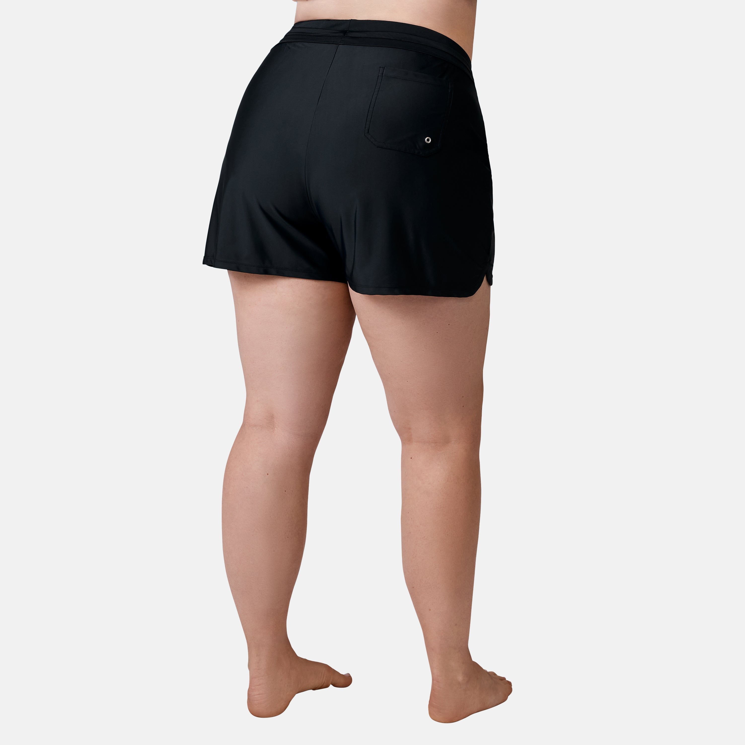 Free Country Women's Plus Size Drawstring Swim Short Black 3X