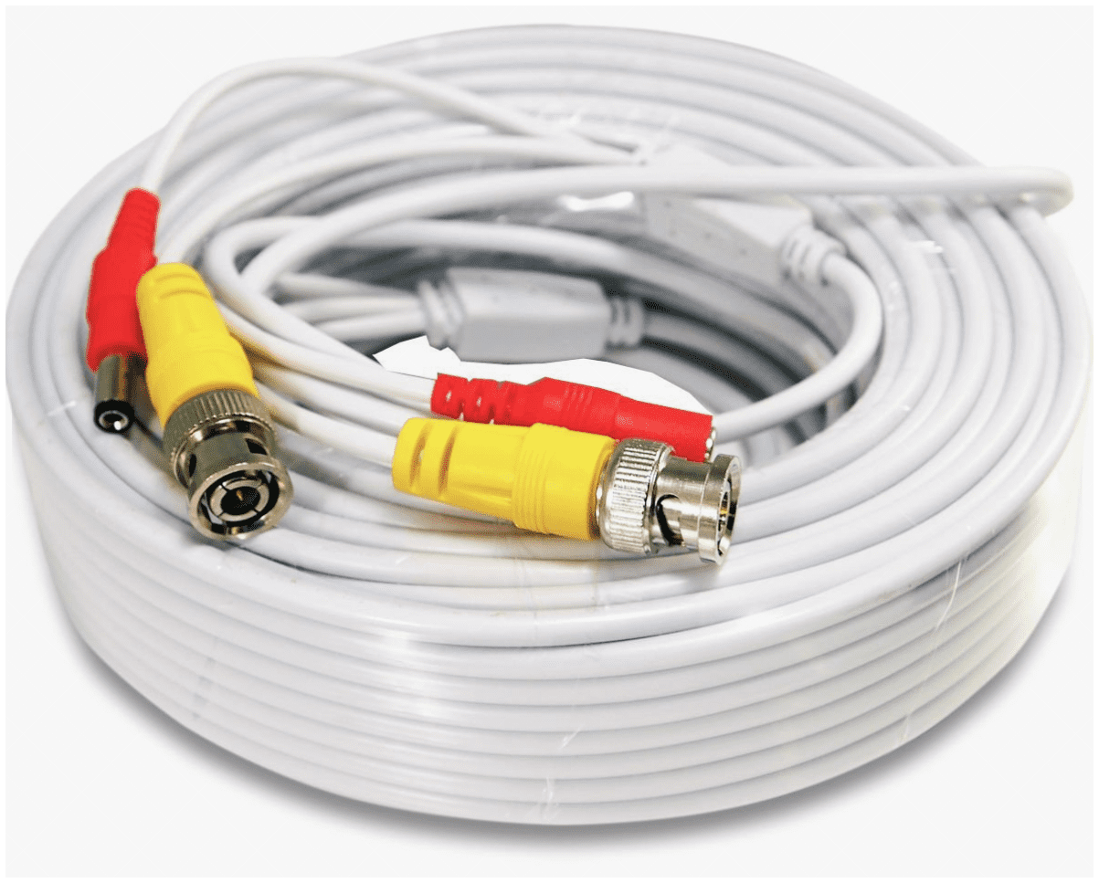 25-50-60-100ft Camara Cable Video Wire Cord seguridad para CCTV DVR Blanco NEW 