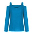 thumbnail image 4 of Womens Cold Shoulder Tops Cut Out Neck Long Sleeve Shirts Off Shoulder Knitted Tunic Casual Dressy Sexy Blouse Dressy Lightweight Comfy Outfits Going Out Tops Ladies Fashion Trendy, 4 of 6