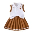 thumbnail image 6 of xfsWaSs Little Girls Clothes Toddler Outfit Sleeveless Polo Shirt Summer Tank Tops Pleated Skirt 2 Piece Set Preppy Style Kids Clothing Sets 4-5 Years, 6 of 7