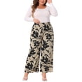 thumbnail image 2 of Agnes Orinda Women's Plus Size High Waist Wide Leg Floral Spring Summer Palazzo Pants 1X Khaki, 2 of 5