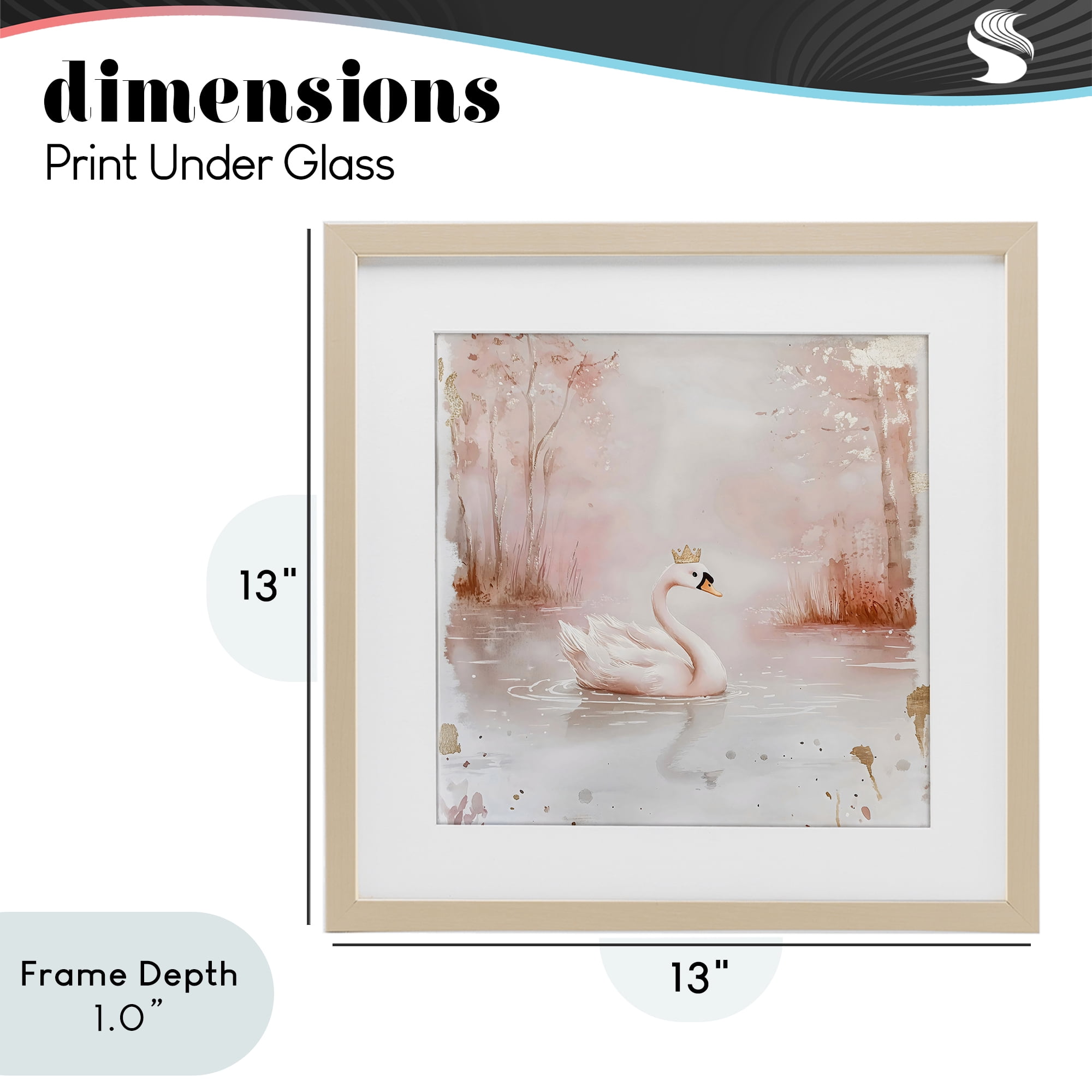 Stupell Industries Swan with Crown in Pastels Birch Framed Print Under Glass, design by Creative Studio