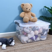 44 Qt Clear Storage Bins with Lids Plastic Stackable 4 Packs