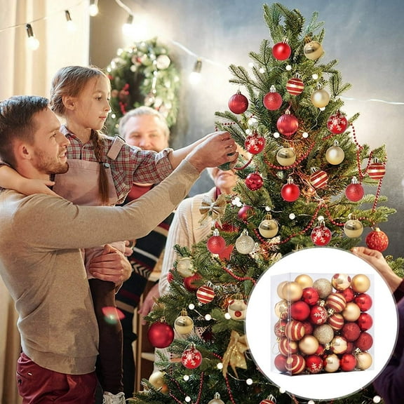 Bouanq Christmas Ornaments Set, 50Pcs Shatterproof Christmas Ball Ornaments, Xmas Seasonal Decorative Assorted Baubles Pendants for Christmas Tree Party Holiday Indoor Decor