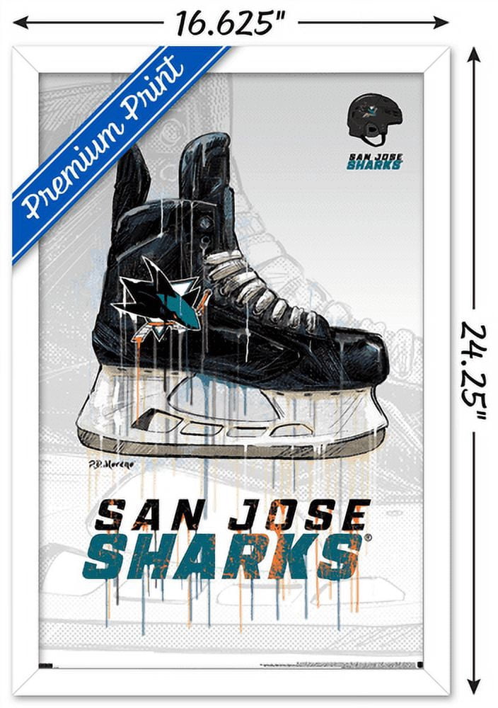 NHL San Jose Sharks - Drip Skate 21 Wall Poster, 14.725" x 22.375", Framed