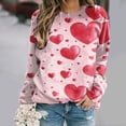 thumbnail image 1 of Chandail en Molleton pour Femmes Soldes de la Saint-Valentin Col Rond Récréatif Manches Longues Rouge S, 1 of 5