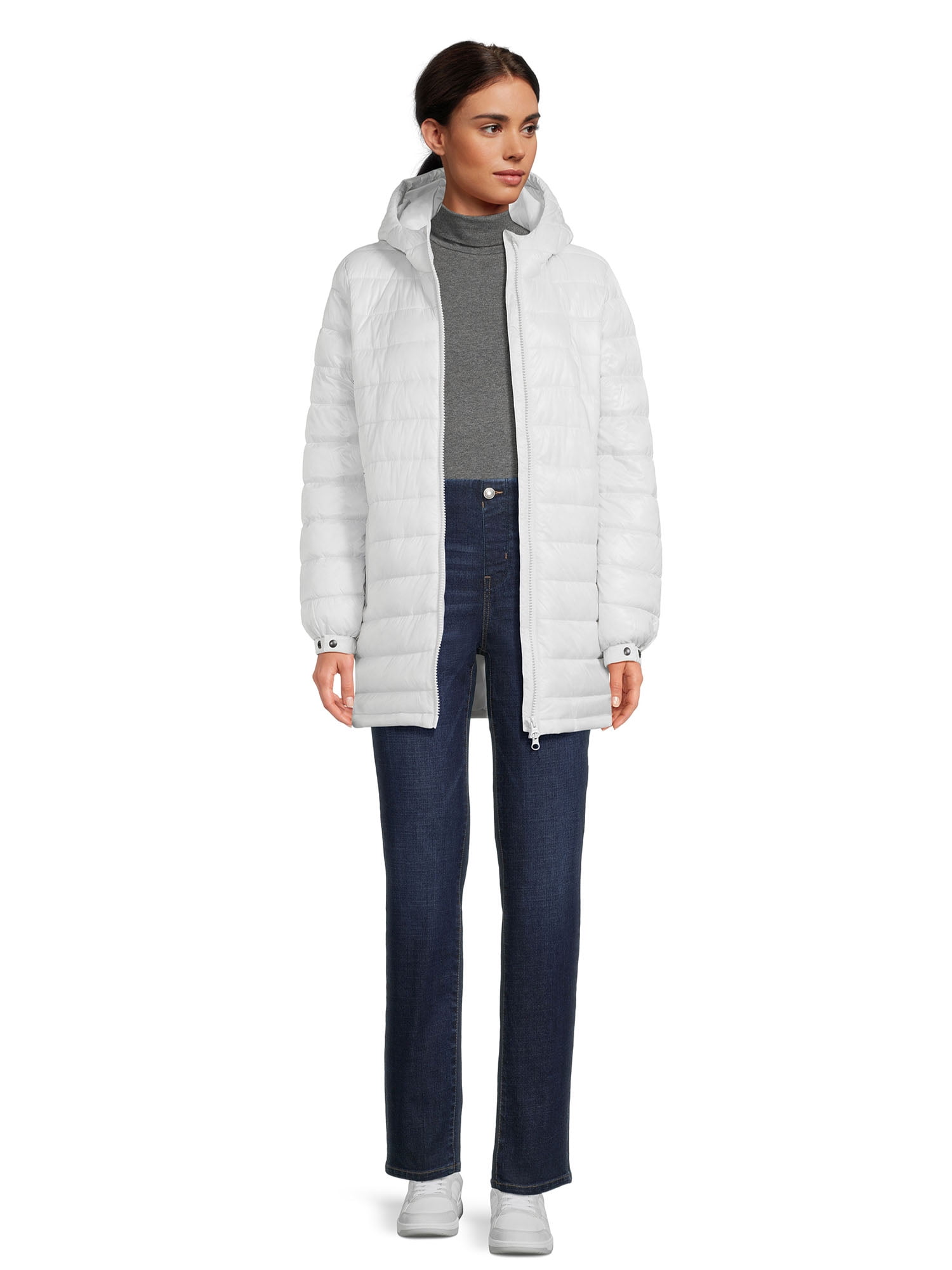 Swiss Tech Women's Hooded Mid Length Puffer Jacket, Sizes XS-3X