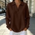 thumbnail image 2 of Tops for Women Long Sleeve Solid Color Casual Waffle Knit Top, 2 of 9