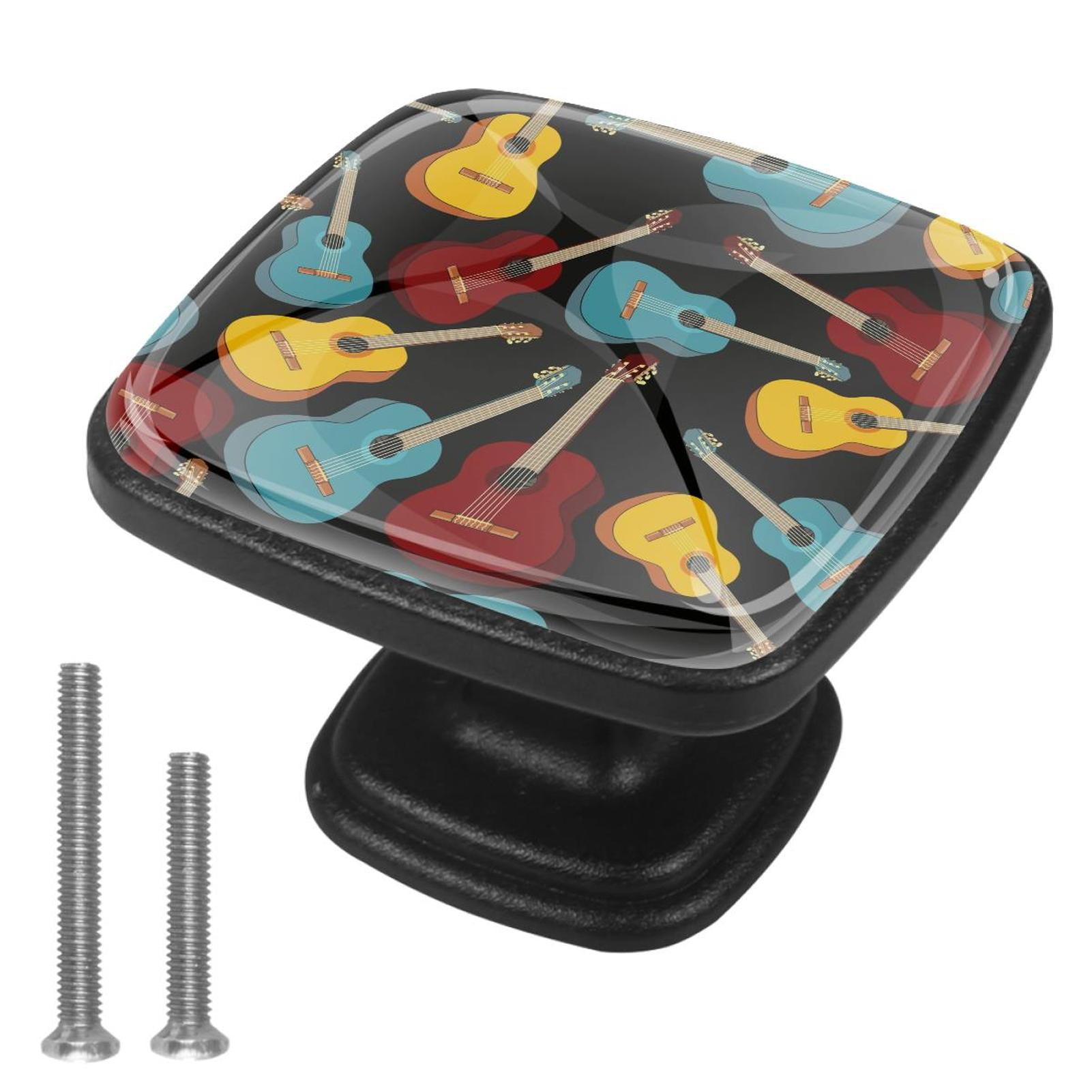 4 Pcs Handle Drawer Pulls Guitars Music Knobs with Screws