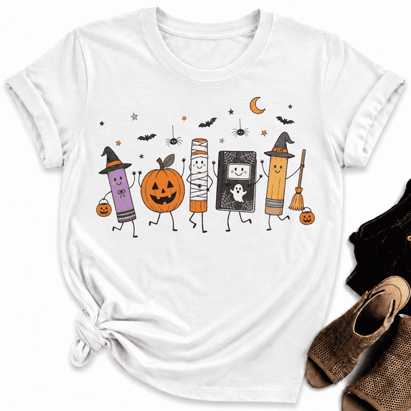 Back to School Teacher Shirt for Women Cute School Supplies Graphic Tee First Day of School Teacher Gift