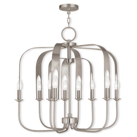 

Chandeliers 9 Light Addison With Brushed Nickel Finish size 28 in 540 Watts - World of Crystal