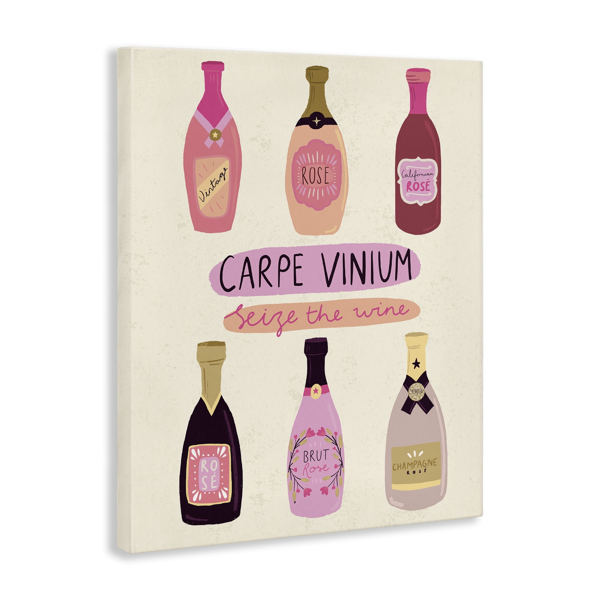 Stupell Industries Carpe Vinium Seize the Wine Food & Beverage Painting Wrapped Canvas Art Print Wall Art, 24 x 30