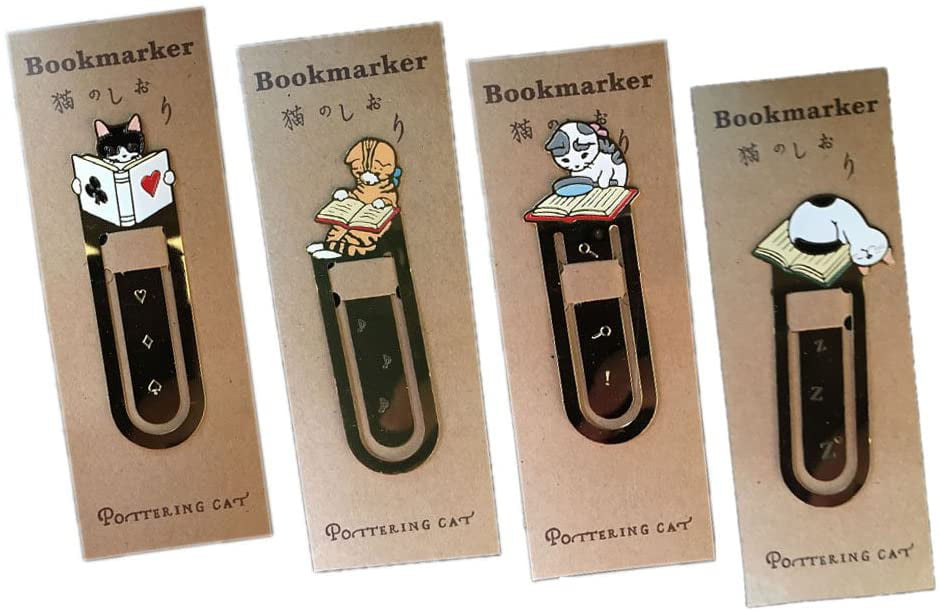 4 Pcs Cute Cat Theme Metal Bookmark Book Journal Gift