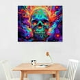 thumbnail image 2 of Autua Skull Psychedelic Digital Art Canvas Wall Decor Print 20x16in, 2 of 6