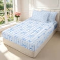 thumbnail image 2 of Manfei Modern Checkered Zipper Full Size Comforter Sets with Fitted Sheet and 2 Pillowcases,Cute Bow Zipper Bedding Set,Blue,Reversible,4pcs, 2 of 8