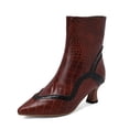 thumbnail image 5 of PEASKJP Womens Ankle High Boots Elastic Chunky Block Heel Platform Lug Sole Ankle Fashion Booties, Red 41, 5 of 5
