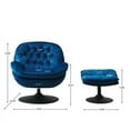 thumbnail image 7 of Velvet Swivel Accent Chair with Ottoman Set, Modern Lounge Chair with Footrest, Comfy Armchair with 360 Degree Swiveling for Living Room, Bedroom, Reading Room, Home Office, Metal Base Frame, Blue, 7 of 7