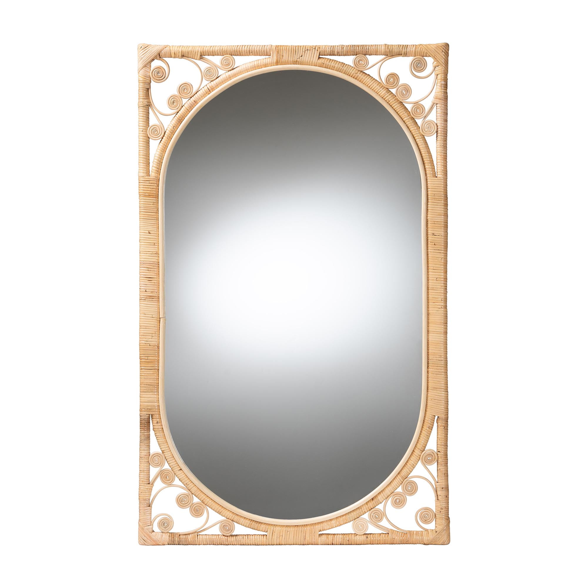 bali & pari Isley Rattan BOHO Mirror, Natural Brown