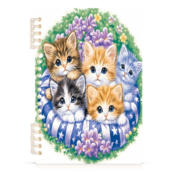 Cats and Wreath Notebooks 1-subject Journal 60 Sheets A5 College Ruled Paper Detachable Ring 8.3"x5.7"