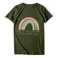 thumbnail image 4 of Virmaxy Don't Let Idiots Ruin Your Day Womens Summer Crew T-shirt Short Sleeves Letter Rainbow Print Casual Tops Pullover Blouse T-shirt Olive Green L, 4 of 6