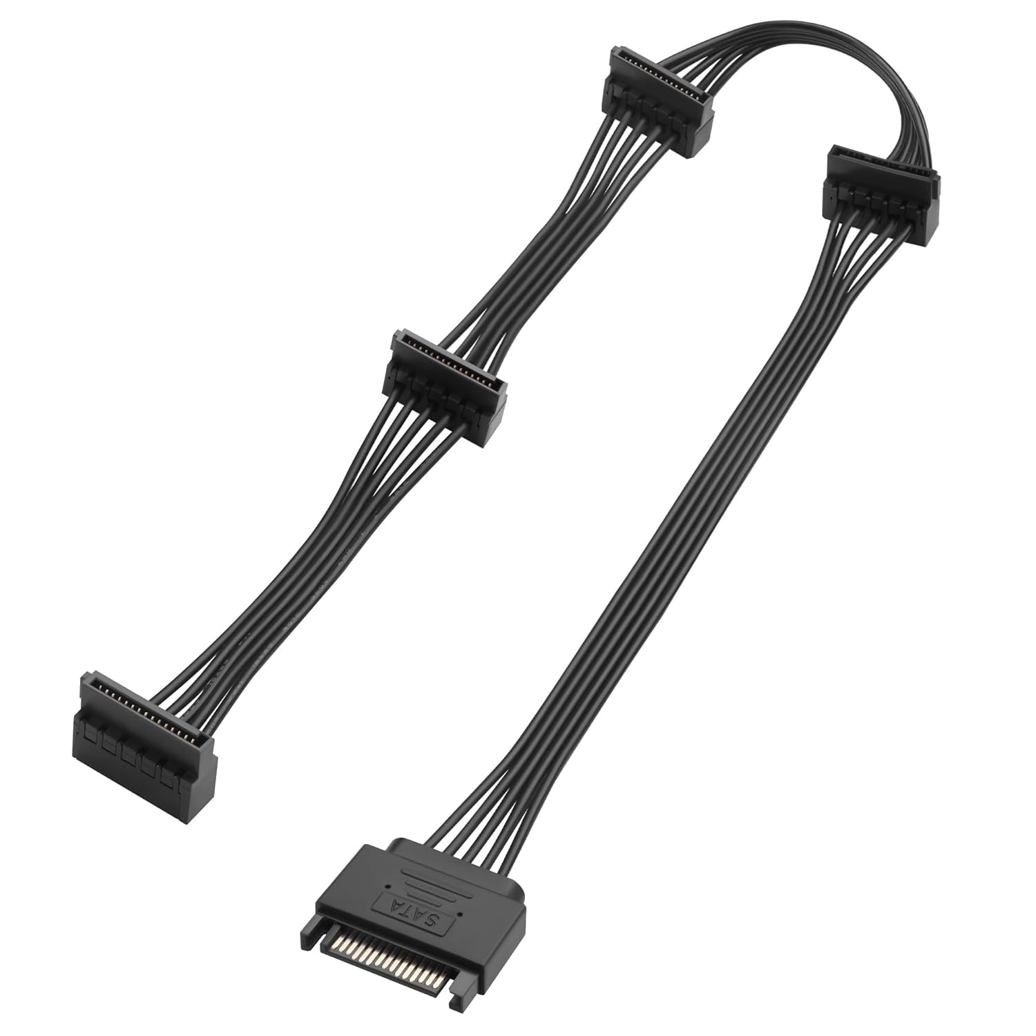 HRTGFD-SATA 15PIN Male to 4 SATA 15 Pin Female Power Splitter 1 to 4 Serial ATA Powered Expansion Cable for PC/NAS/Server SSD/HDD, DVD/CD-ROM - 20.5 in.