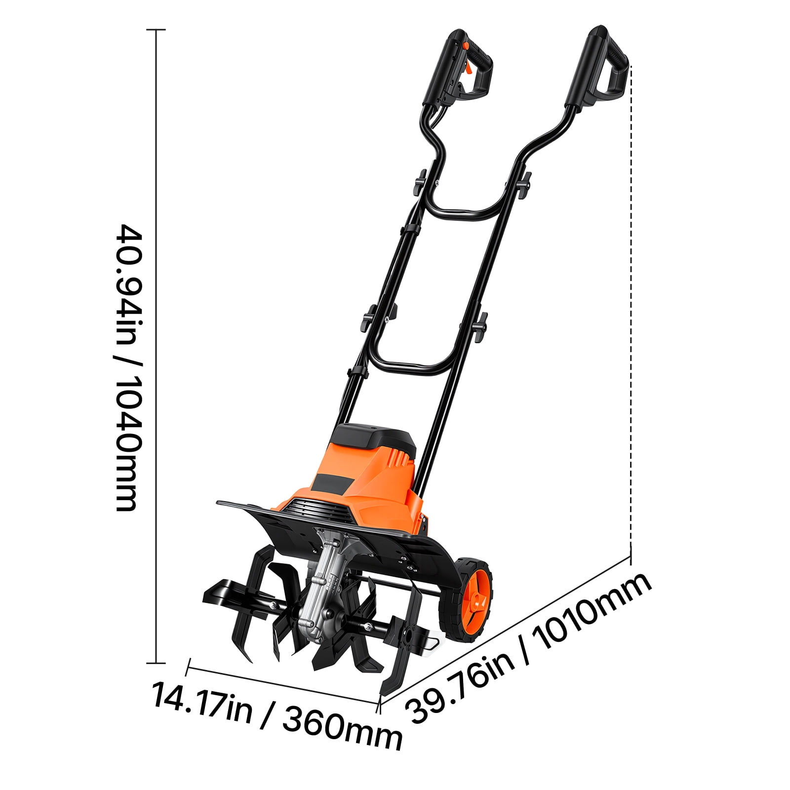 KFFKFF Corded Electric Tiller, 14in Garden Rototiller with 10-Amp Motor, Durable Steel Tines, Foldable Handle, Ideal for Lawn, Yard, and Gardening Tasks