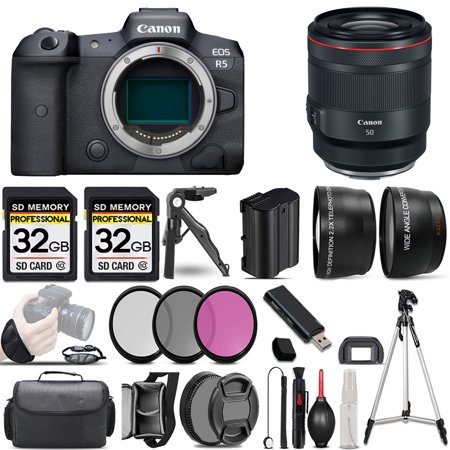 Canon EOS R5 Mirrorless Camera +50mm f/1.2 L USM Lens +3 PC Filter +64GB