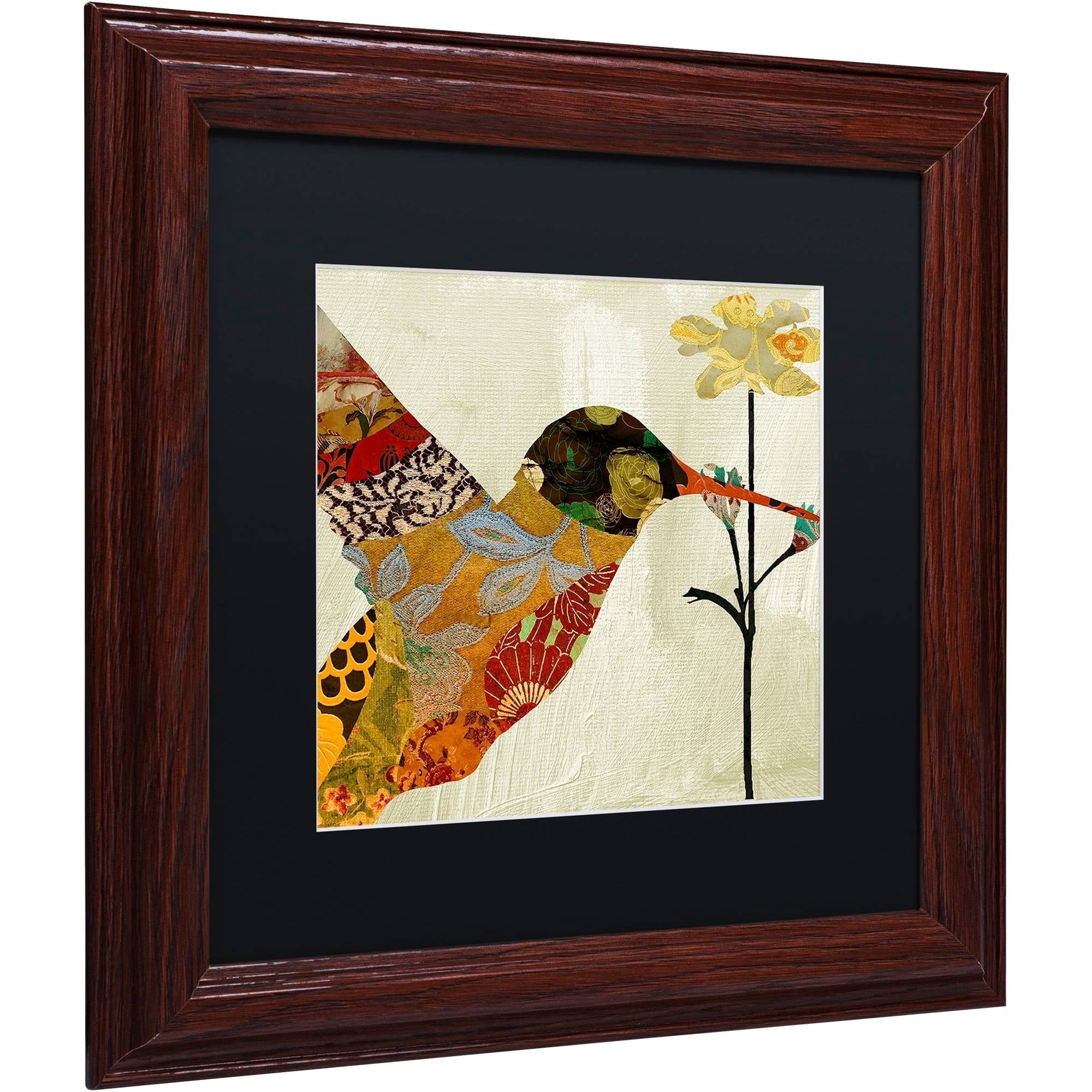 Trademark Fine Art "Hummingbird Brocade III" Canvas Art by Color Bakery Black Matte, Wood Frame