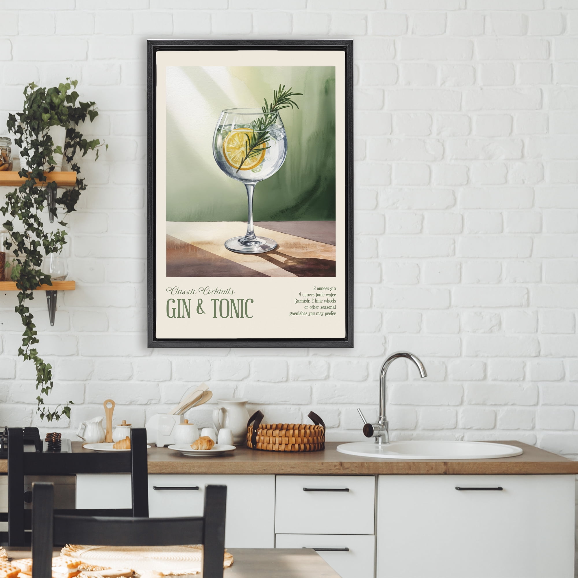 Stupell Industries Gin & Tonic Sun Rays Black Framed Floater Canvas Wall Art, design by Andreas Magnusson