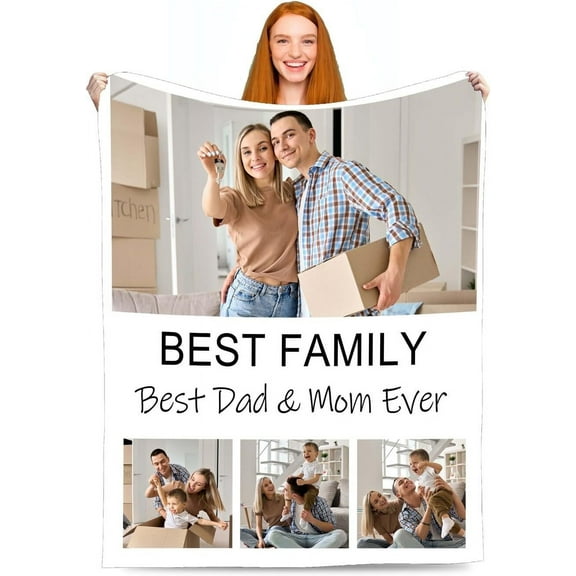 Personalized Custom Blanket with Photo Birthday Gifts for Family Son Daughter Wife Husband, Birthday for Her Him, Women Men Gifts Fits Couch Bedroom Living Room