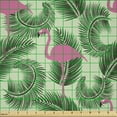thumbnail image 2 of Ambesonne Flamingo Fabric by the Yard Microfiber, Summer Tropical Bird Palm, 1 Yard, Pink Emerald, 2 of 2