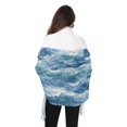 thumbnail image 4 of FORMRS Womens Scarf Winter Soft Long Big Warm Shawls Wrap Tassel Scarves, Blue Watercolor Ocean Waves, 4 of 9