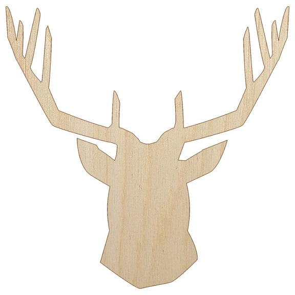 Deer Stag Head Solid Wood Shape Unfinished Piece Cutout Craft DIY Projects - 4.70 Inch Size - 1/8 Inch Thick