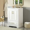 thumbnail image 2 of 30 inch Bathroom Vanity with Ceramic Sink, 2 Soft-Close Doors & Divider Drawer, Freestanding Storage Cabinet with Double Door Shelves, Solid Wood Frame, 2 of 12